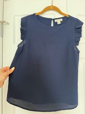 Monteau Navy Ruffle Cap Sleeve Camisole